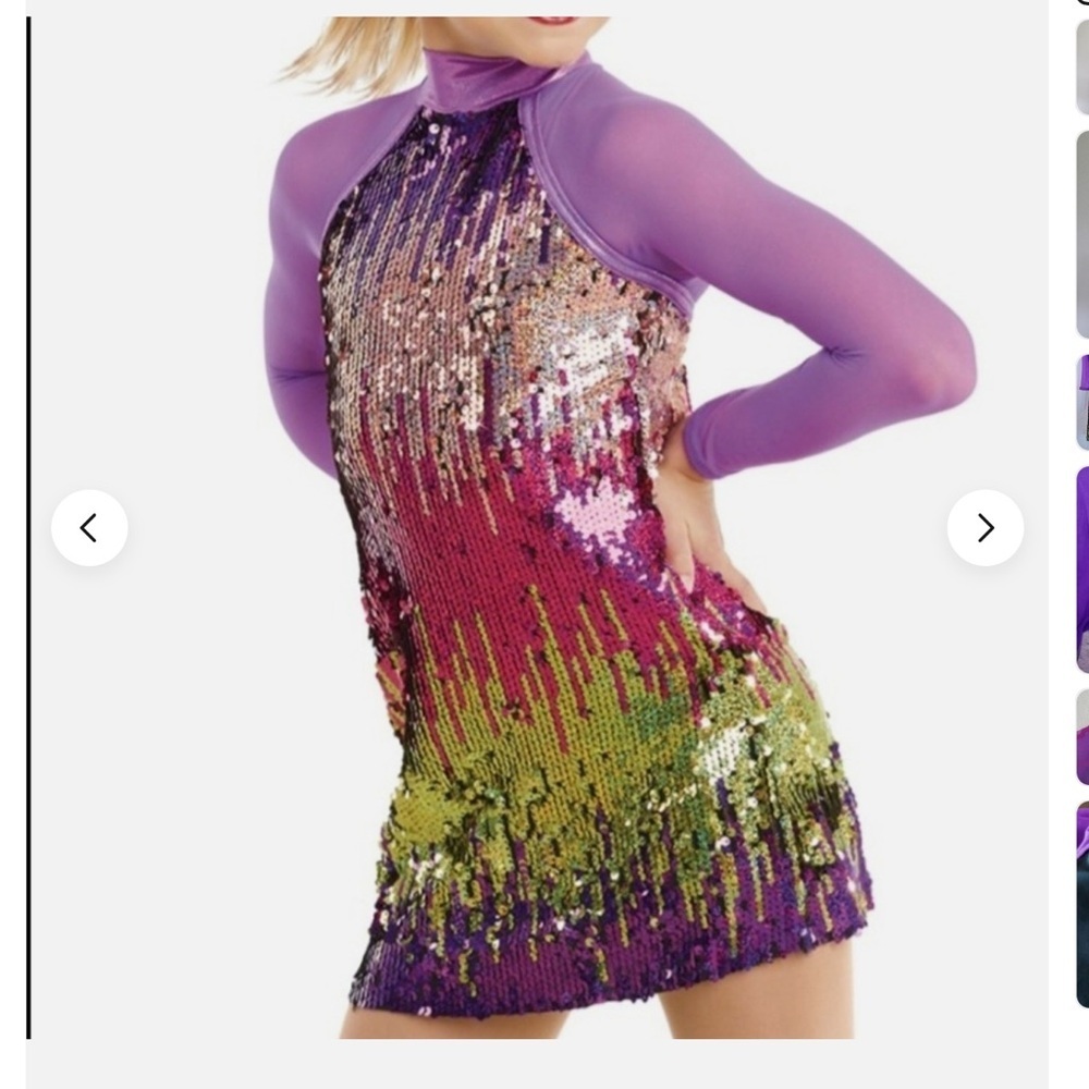 Weissman Masterpiece kaleidoscope ombré sequin dance dress / costume XXL Adult